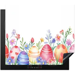 HERDABDECKPLATTE Blumengarten - Bunt - Eier Abdeckung Glaskeramikkochfeld 59x51 cm