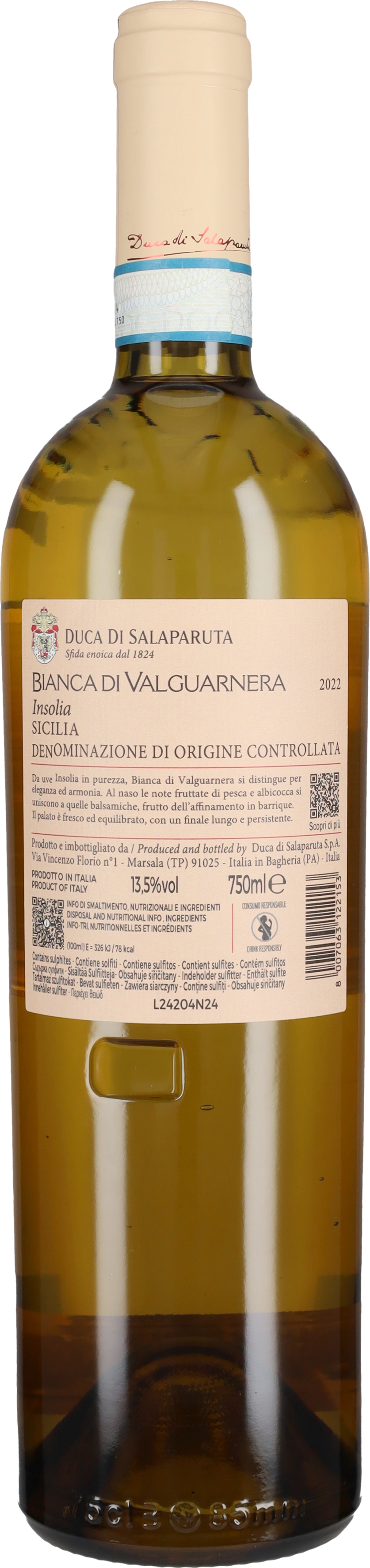 Insolia 'Bianca di Valguarnera' Duca di Salaparuta 2022