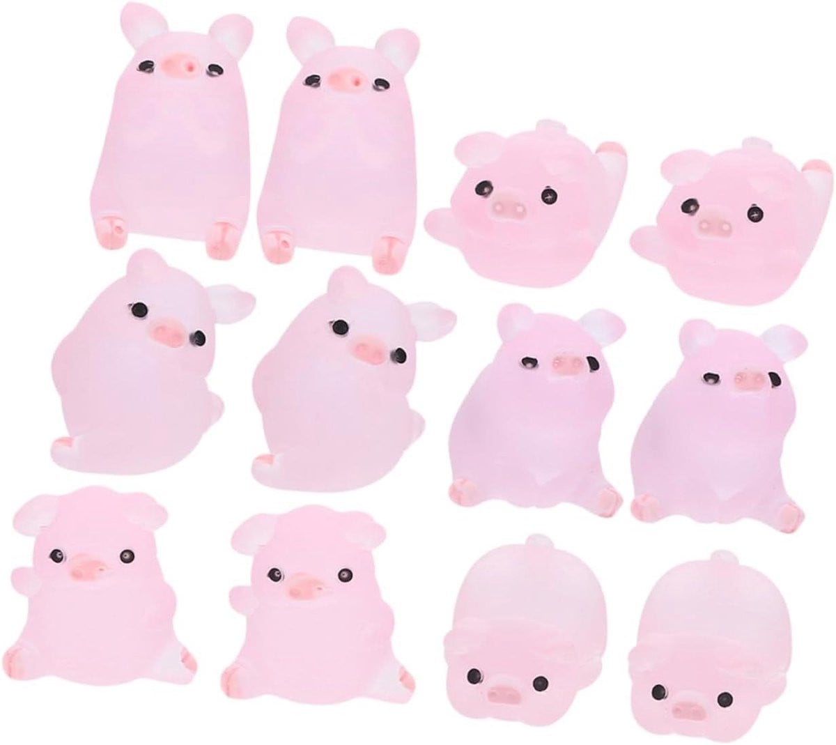 Roze Varkentje Ornament - Miniatuur Beeldje voor Poppenhuis Decoratie - 2.3 cm