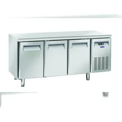 Cool Head Edelstahl-Kühltisch mit 3 Türen. Automatisches Auftauen. Temperatur -2°C/+8°C.  Misst 180x60x85h cm. Cool Head SR3100
