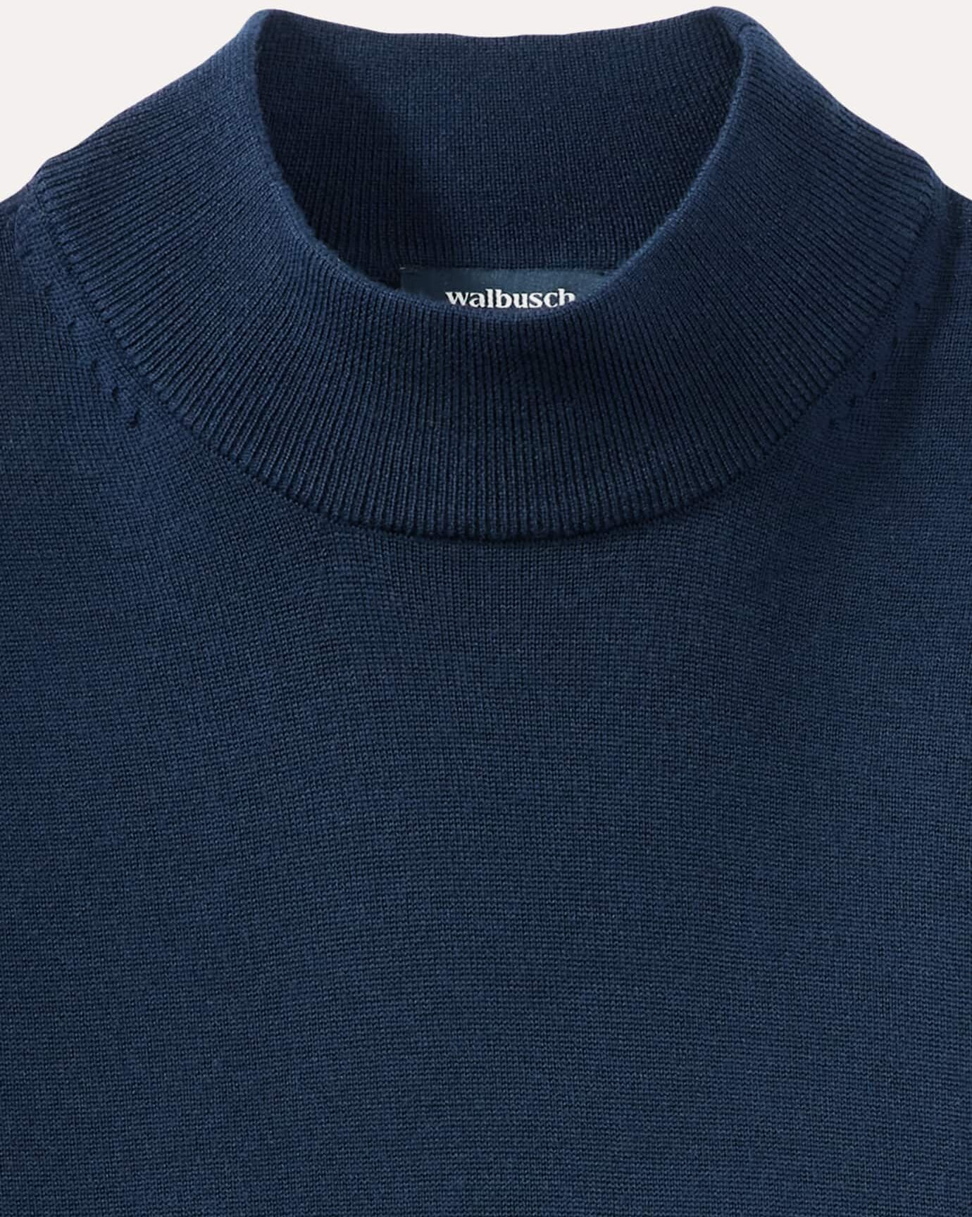 Walbusch Stehbund-Pullover Merino Extrafein, , Farbe Blau, 56, reine, extrafeine Merinowolle temperaturausgleichend Herren
