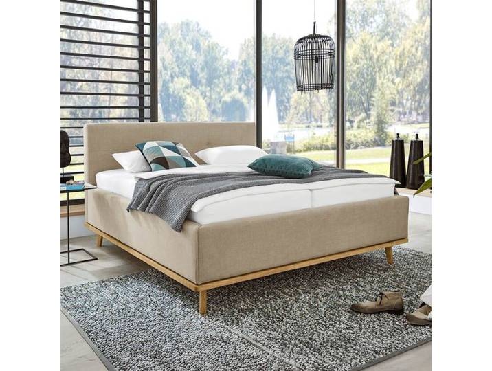 Musterring Polsterbett Delphi Komfort Webstoff 160x200cm Sand modern, Mit Kopfteil