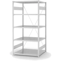PROREGAL Lebensmittel-Fachbodenregal Stecksystem T-Profil | HxBxT 200x100x80cm | 5 Ebenen | Fachlast 130kg | Hygienische Beschichtung | Weiß Stahl