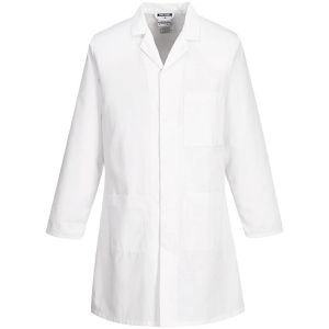 Portwest Arbeitskittel Standard 2852, Unisex, weiß, lange Ärmel, Größe 60/62 (XXL)