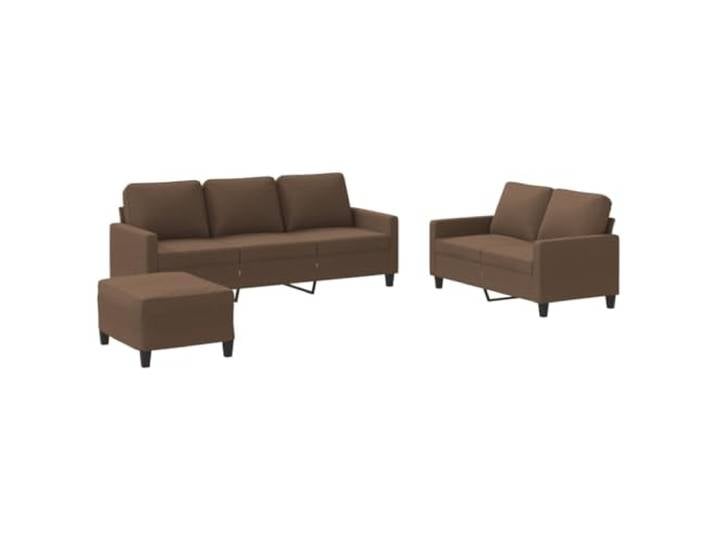 GHVBNMF 3-TLG. Sofagarnitur mit Kissen & Hocker, Couch Set Braun Stoff Bequemes 3-teiliges Polstermöbel Set mit Hocker und dicker Polsterung für gemütliche Abende im Wohnzimmer.