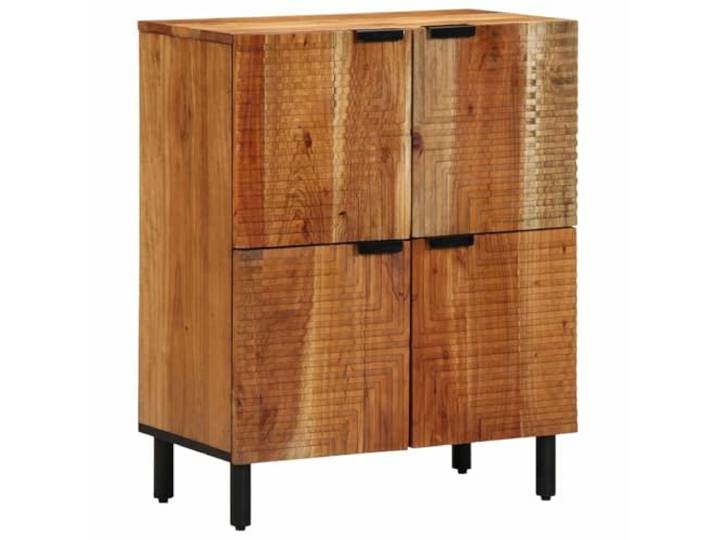 GHVBNMF Sideboard Kommode 60x33x75 cm Massivholz Mango Braun Vielseitiger Beistellschrank für Esszimmer und Flur, ausgestattet mit vier Türen sowie praktischen Griffmulden.