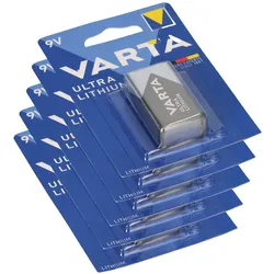 5x VARTA Professional Lithium 9V Block Batterie - passend für Rauchmelder & Sicherheitstechnik