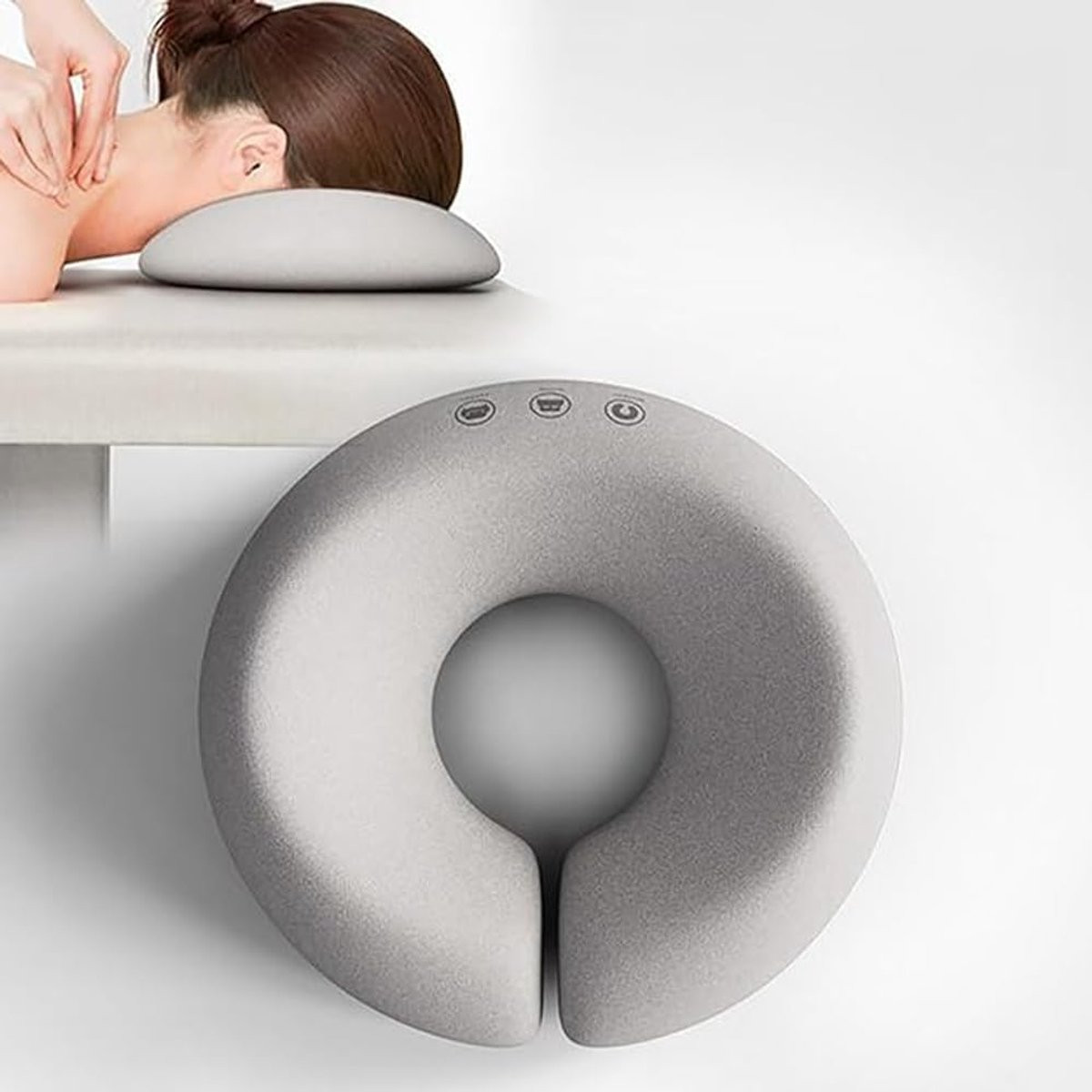 Grijs U-vormig Buikligkussen van Traagschuim voor Massage en Gezichtsbehandeling - 28,8 x 7,5 cm