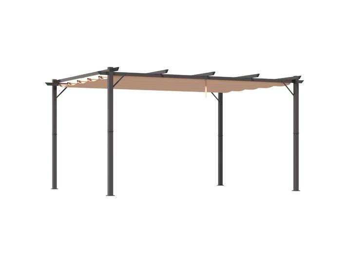 Pergola en aluminium 3 x 4 m avec toit en tissu réglable, protection solaire idéale pour terrasse et jardin.