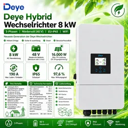 Deye  8  kW  Hybrid  Wechselrichter  SUN-8k-SG05LP3-EU-SM2  3-Phasen  Niedervolt  EU-IP65  Wifi