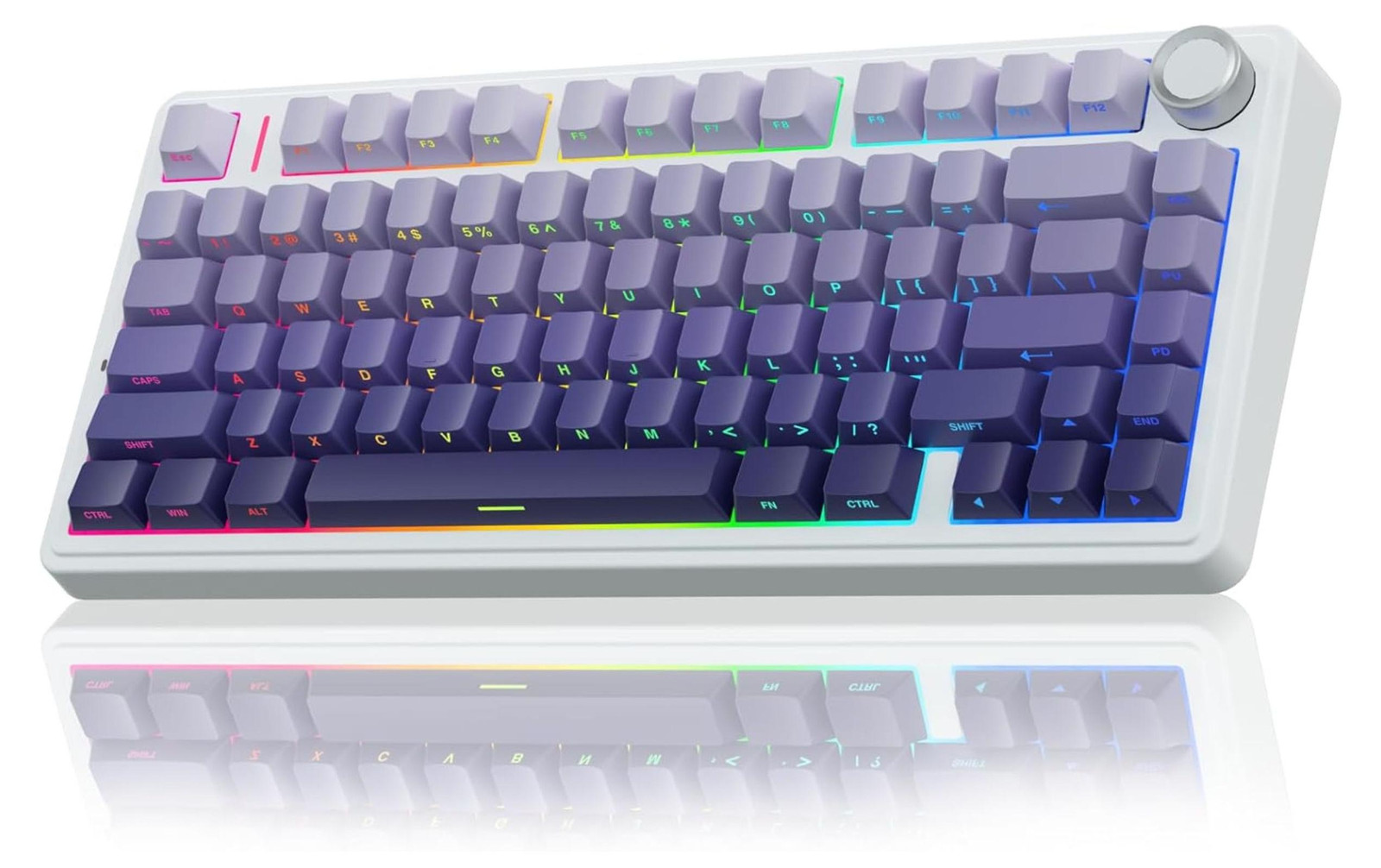 AULA F75 Draadloos mechanisch gaming toetsenbord met RGB LED-verlichting - QWERTY US - Gradiënt paars met sterrenpatroon