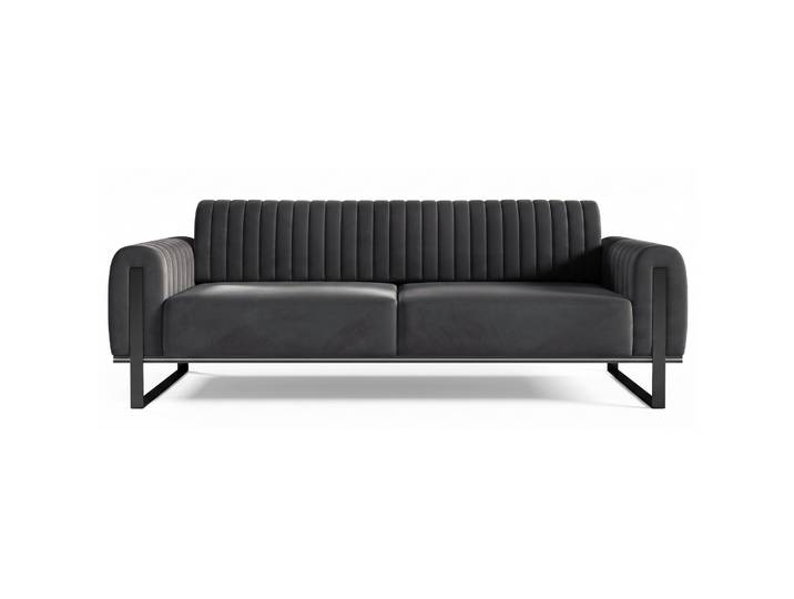 Dreisitziges Sofa Parissa, dunkelgrauer Samt, schwarze Beine