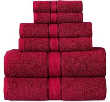 Cozy Trends Luxurious 100% Cotton Absorbent 600 GSM 6 Piece Bathroom Towel Set 2 Washcloths, 2 Hand Towels, 2 Bath Towels