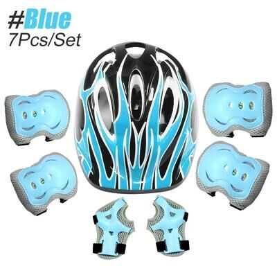 Useful Little Things 6 Piece Multi Sport Protective Gear Set (Knee Pads, Elbow Pads, & Wrist Guards) blue Set