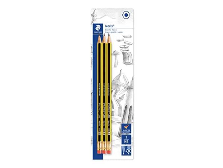 STAEDTLER Noris 122 Potloden met gumtip – HB, 3-pack