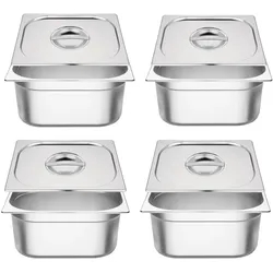 Gastronoble Vogue GN-Behälter GN2/3 - 6,5cm - 5,5 L - 4 Behälter + Deckel - Edelstahl