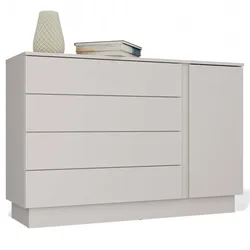 Kommode AMBER 1D4S Schrank 1 Tür 4 Schubladen für Schlafzimmer Wohnzimmer KASCHMIR Beige