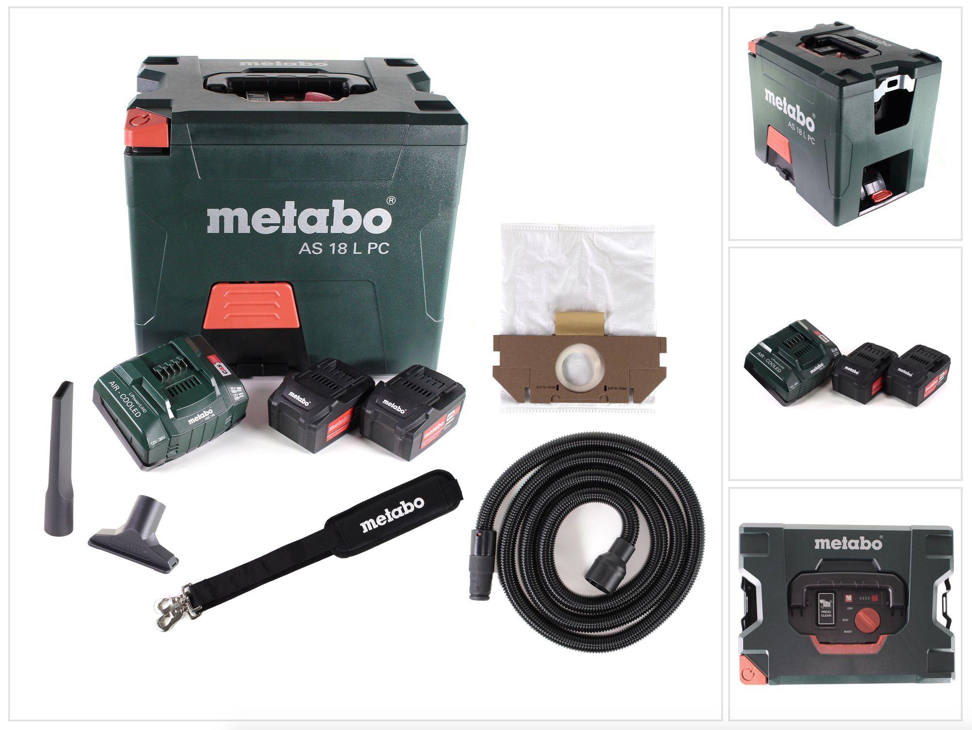Metabo AS 18 L PC Akku Sauger 18V 7,5L ( 602021000 ) + 2x Akku 5,2Ah + Ladegerät