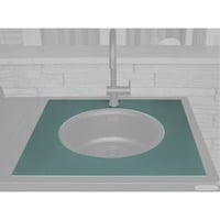 Dekton-Arbeitsplatte mit Ausschnitt, Fachboden grün