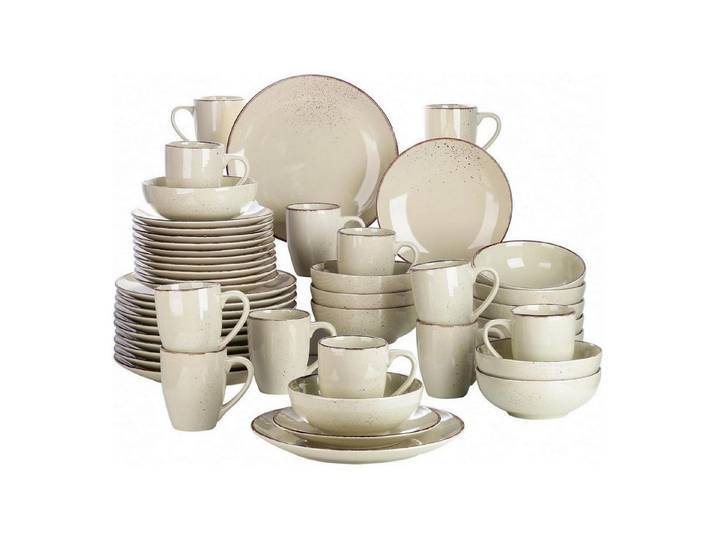 LuxusKollektion Kombiservice Kombiservice Set Navia Steingut 48 teilig Vintage Natur Design beige