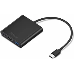 Fantec USB Typ-C Hub (HDMI, USB 3.0, 1.40 cm), Data + Video Adapter, Schwarz