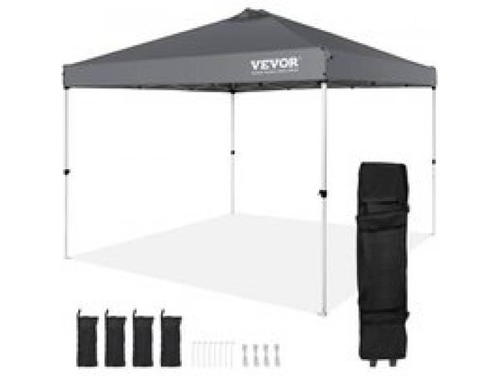 VEVOR Pavillon 304,8x304,8x320cm Gartenzelt 250D PU Silber beschichtetes Gewebe Faltpavillon inkl. Aufbewahrungstasche Partyzelt 6-8 Personen Pop up Zelt Faltzelt Gartenpavillon für Campingausflug