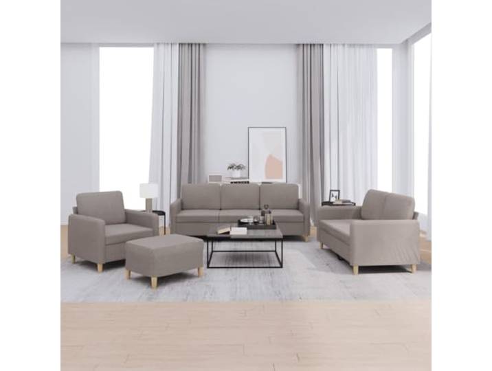 HEFZGDB 4-TLG. Sofagarnitur mit Kissen Taupe Stoff, strapazierfähiges Polstermöbel für Wohnzimmer, atmungsaktiv und langlebig mit robustem Gestell, Bequeme Sitzflächen und vielseitig