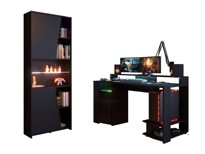 Parisot Gamertisch und Regal mit LED Beleuchtung schwarz