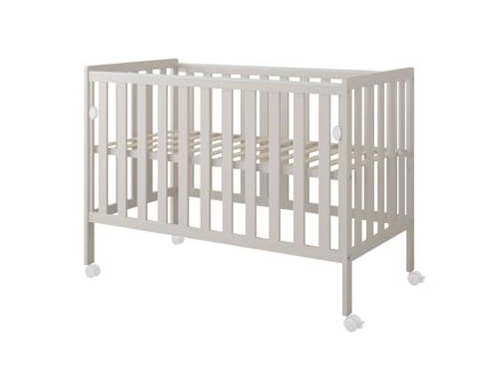 zee Bambi 120x60 cm Kaschmir Beistellbett Baby mit Matratze & Rollen Tragbar Babybett Verstellbarer Stubenwagen Kinder Bett 3-Fach Höhenverstellbar Absenkbare Seite
