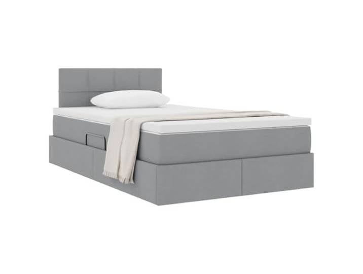 KTHLBRH Boxspringbett Hellgrau 120 x 200 cm mit Matratze Minimalistisches Design, stabiler Rahmen, hydraulischer Aufsatz, rechteckige Form