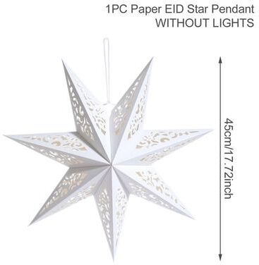 Inspire Select Hollow Star Hanging Pendant Eid Mubarak Ramadan Kareem Paperboard Hanging Decoration For Islamic Party & Christmas 3