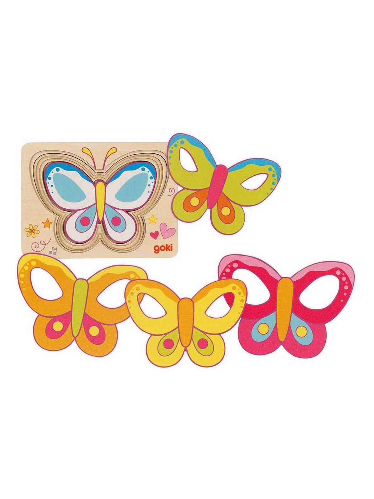Goki Wooden Layered Puzzle Butterfly 5 pcs. Holz