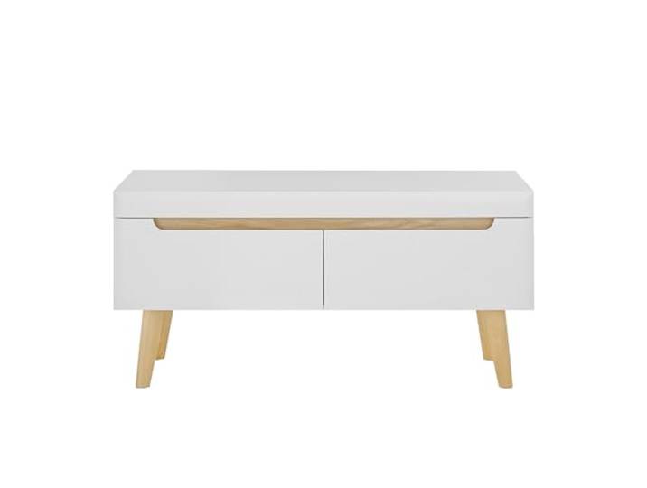 Lomadox Wohnzimmer TV-Lowboard, Fernsehtisch, 107cm, in Weiß Matt mit Eiche