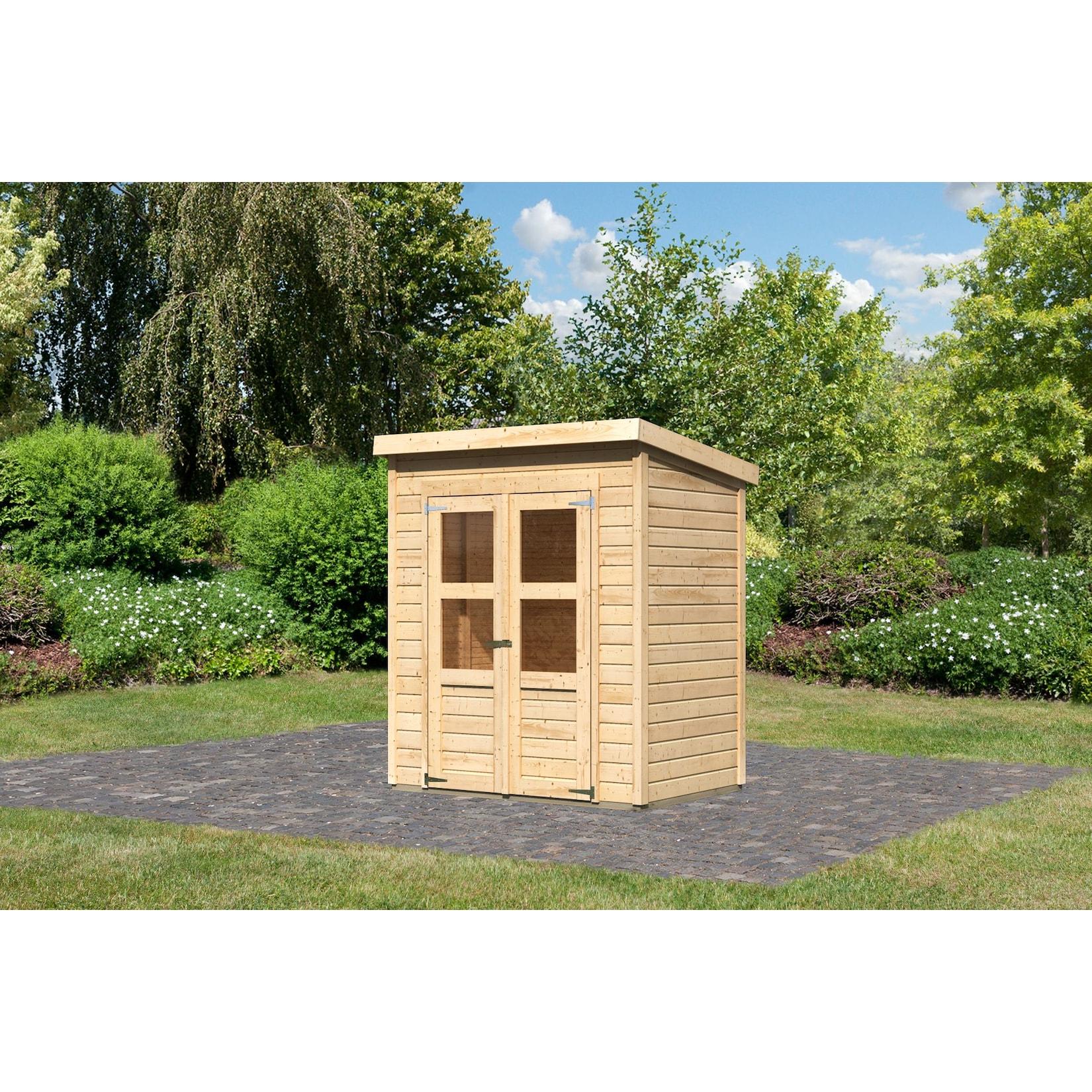 Karibu Gartenhaus "Kano 2" SET naturbelassenes Holz aus nordischer Fichte