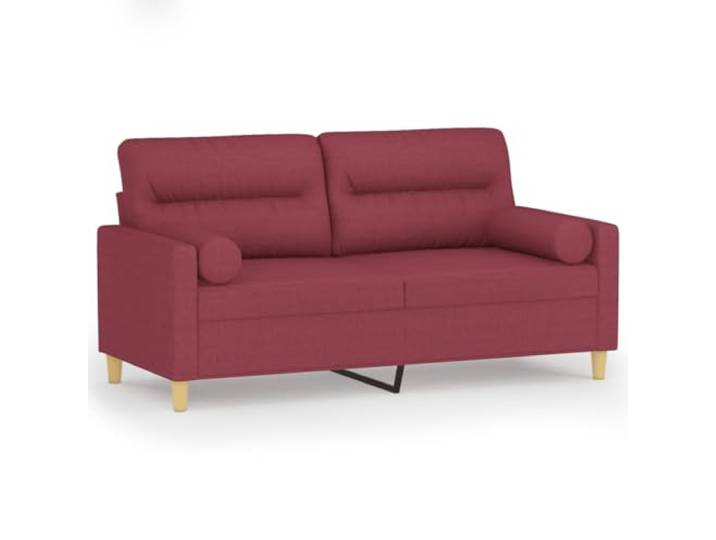 KKgypkn 2-Sitzer-Sofa Mit Zierkissen Weinrot 140 cm Stoff Abnehmbare Kissenbezuge, Strapazierfahiger Stoff, Modernes Design, Robustes Metallgestell