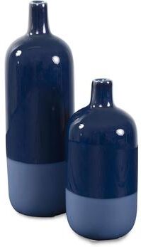 Allan Andrews Contemporary Blue Ceramic Vase Set of 2