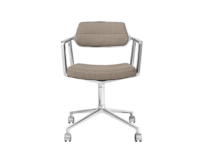Vipp - 453 Swivel Drehstuhl auf Rollen, Aluminium poliert / dark sand