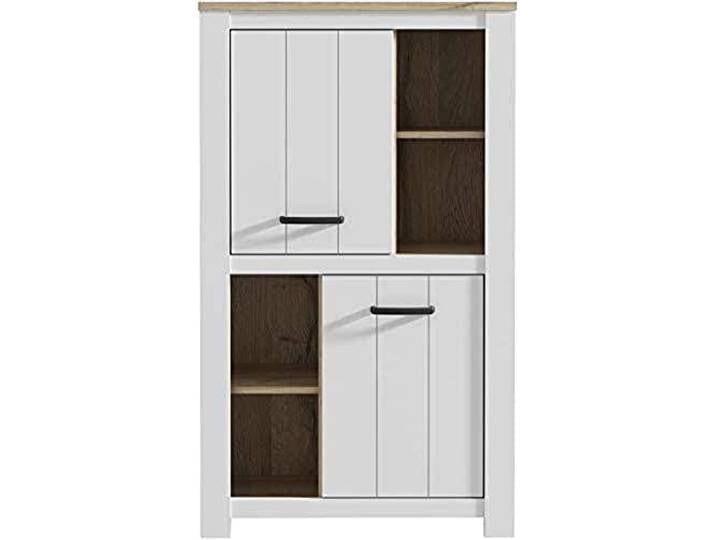 Forte Elara Schrank mit 2 Türen, Holzwerkstoff, Weiß Matt / Bianco Eiche, 86,7 x 143,7 x 42,2 cm