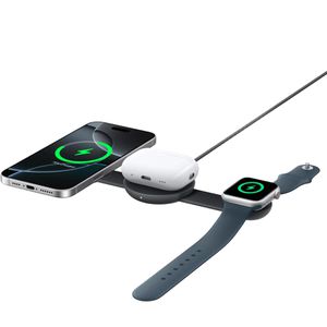 Anker Ladestation MagGo 3in1 faltbar, schwarz, für Apple iPhone, Watch & Airpods, Induktion, 15W