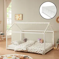 Kinderbett Cerro 140x200 cm mit Kaltschaummatratze Weiß [en.casa]