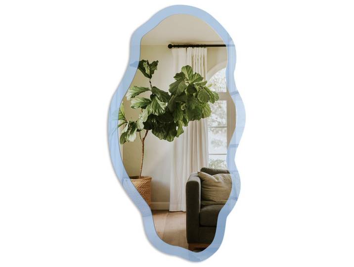 SPIEGEL 90x45 cm asymmetrisch mit Druck - Babyblau