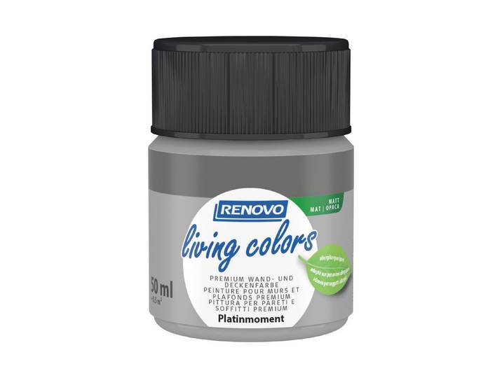 Renovo living Colors Wand- und Deckenfarbe Platinmoment 50 ml
