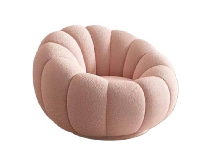 Lazy Sofa, cremefarbener Stoff, komprimierter Akzentstuhl, Wohnzimmer Vakuumkomprimiertes Kürbis-Bodensofa mit geformtem Schaumstoff, Leinenstoff for Schlafzimmer und Wohnzimmer(Pink)