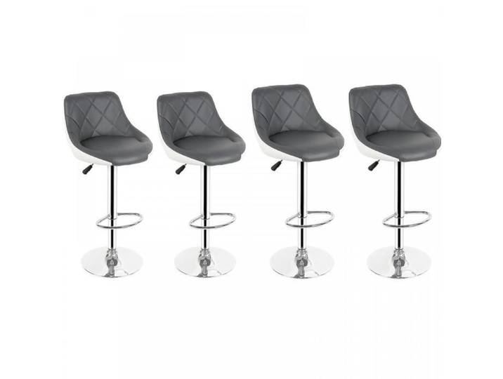 SUPFINE 4pcs Tabourets de Bar Scandinave Repose-Pied Capacité de 130kg Chaises de Cuisine Réglables en Hauteur Gris+Blanc