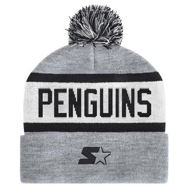Bommelmütze STARTER "Starter Mütze Pittsburgh Penguins Black Ice Beanie", Jungen, Gr. onesize, grau (mehrfarbig), 100% Polyacryl, Mützen