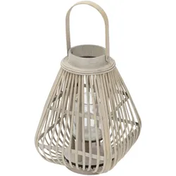 BAMBUS LATERNE H: 42,5 cm Holzfarbe Boho Stil