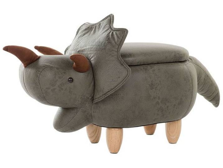 Tabouret enfant en tissu vert foncé TRICERATOPS
