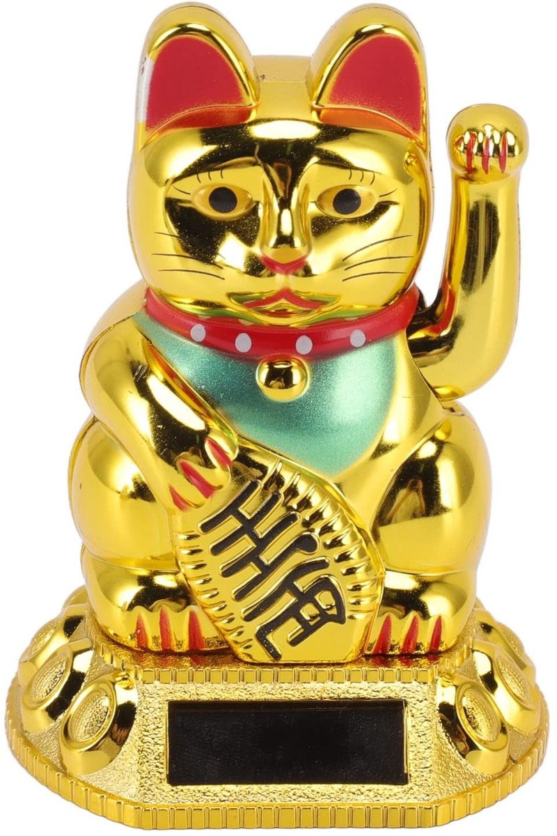 Store_9 Lucky Cat Maneki Neko Feng Shui Decoratie - Goud - Zonne-energie