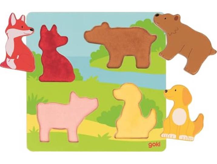 GOKI - Raak en voelen dierenpuzzels, kleur (meerkleurig) (57433)