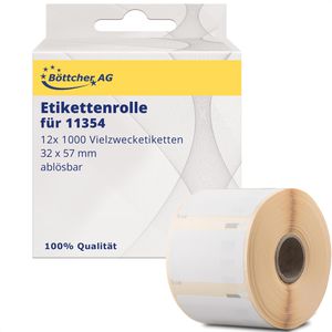 Böttcher-AG Dymo-Etiketten für Dymo 11354, weiß, 32x57mm ablösbar 1000Vielzweck-Etiketten 12 Rollen